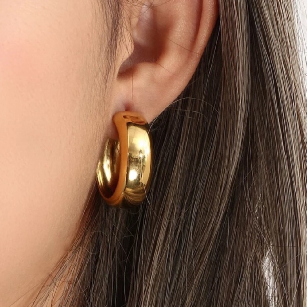 NEW ELEGANT 18K GOLD HOOP EARRINGS, NICE EARRINGS, CUTE EARRINGS